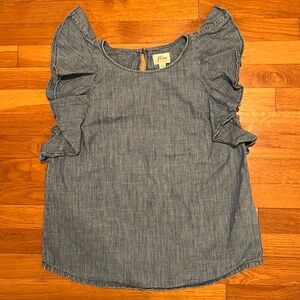 J. crew chambray flutter sleeve top. Size 6.